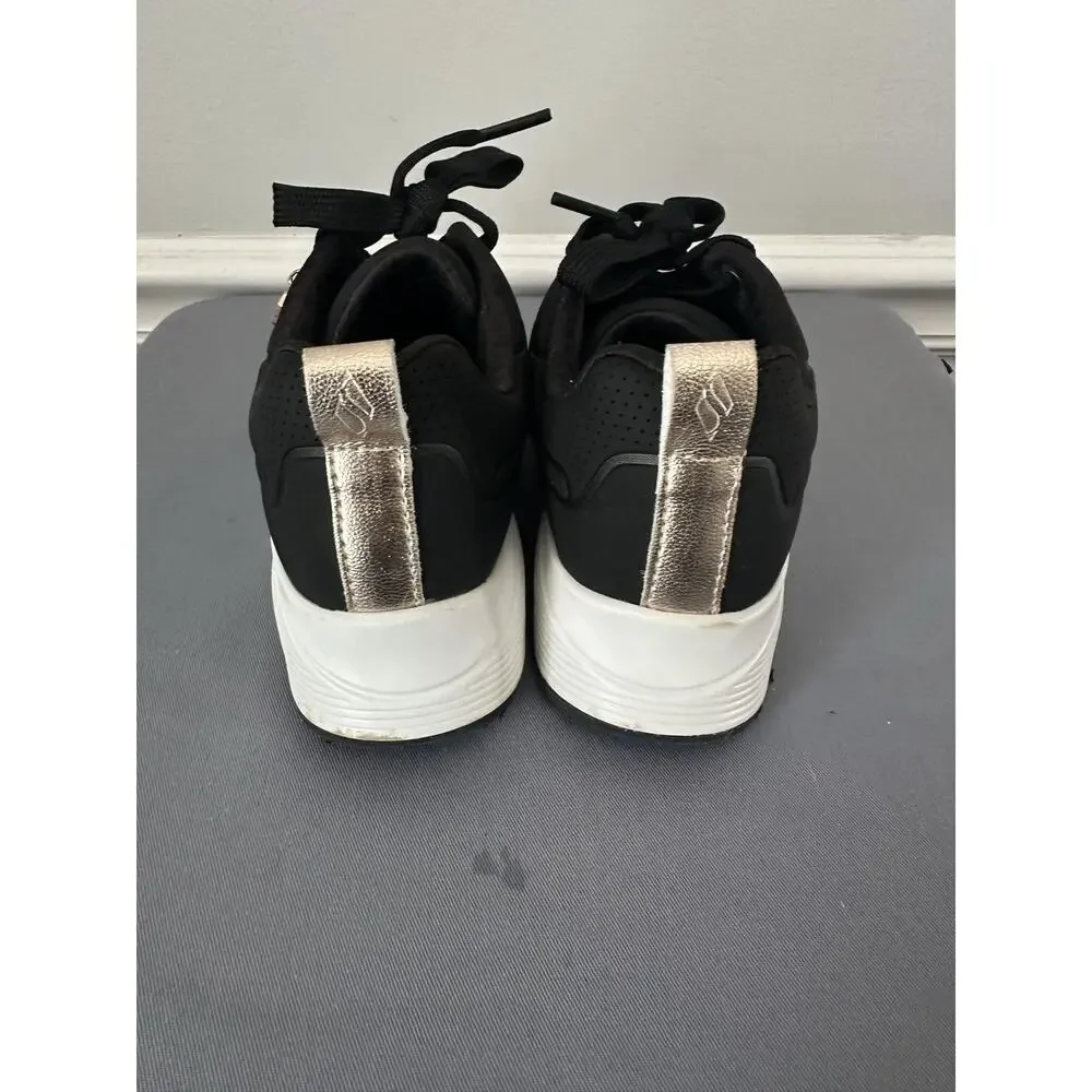 Skechers Memory Foam Shoes Girls Size 1 Black Rhinestone Star Sneakers 310562L
